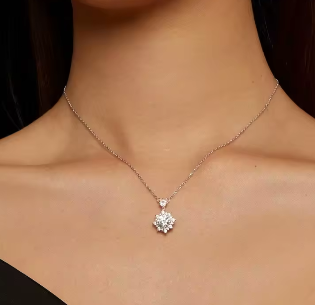 Lab-Created Diamond Halo Necklace