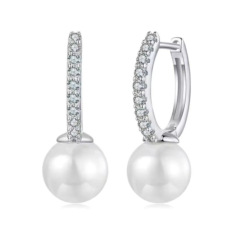 Pearl Drop Hoop Earrings